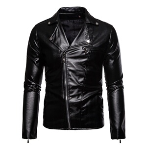 22冬季新款男皮夹克翻领横拉链短款机车外套PY16P75新增4XL，5XL图片