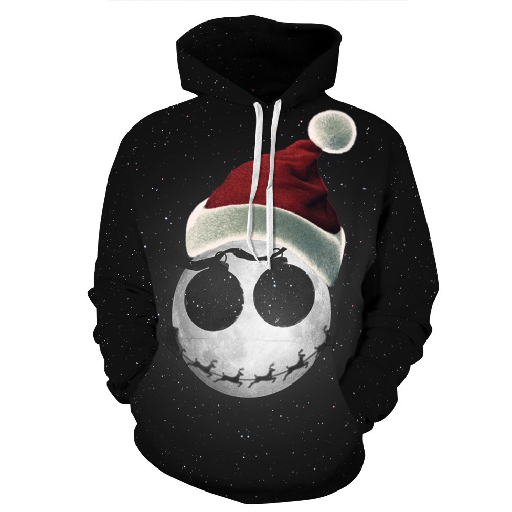Men's starry sky Christmas hat 3D digital printing Hooded Sweater