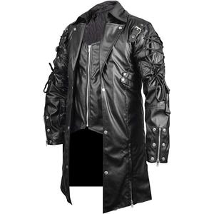 外贸男士万圣节中世纪服装朋克哥特风皮衣外套男W0012P160,瑞典服装穿搭图片