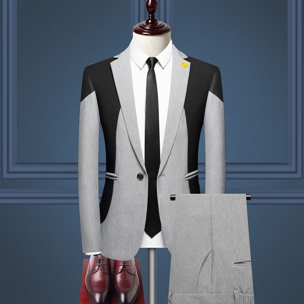 高品质男士撞色西服套装中青年英伦礼服正装修身两件套XF09-P140,男装西服套装,星座1217