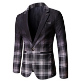 现货春季青年小西装渐变格纹韩版修身单西服外套男X16P75新增4xl，男装西服套装，星座1217