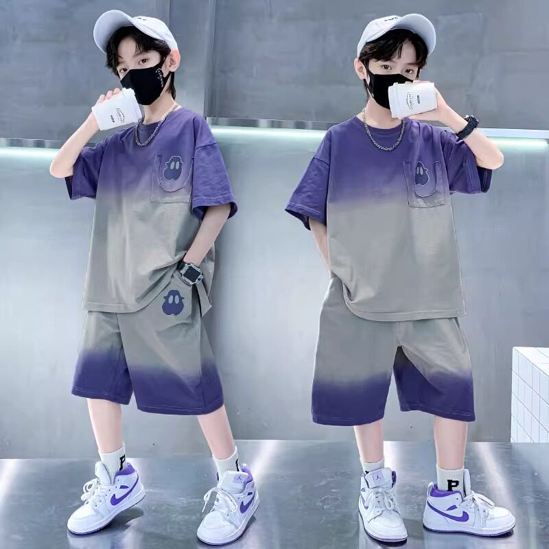 男童夏季套装2026新款中大童夏装炸街洋气男孩短袖运动酷帅两件套