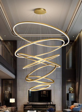 复式楼大吊灯挑空客厅吊灯别墅楼梯灯轻奢跃层挑高楼中楼大厅吊灯