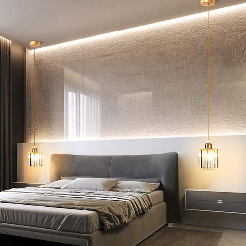 水晶高透光LED床头吊灯轻奢