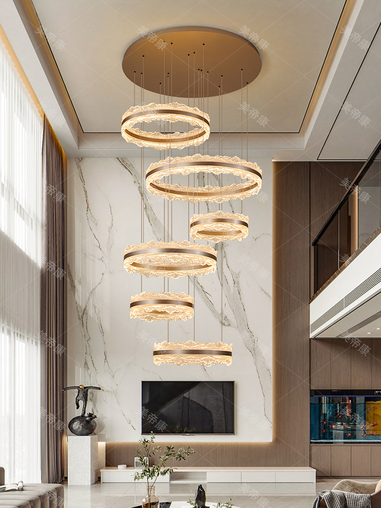 别墅挑空客厅大吊灯现代意式轻奢高档大气楼中楼大厅灯复式楼吊灯