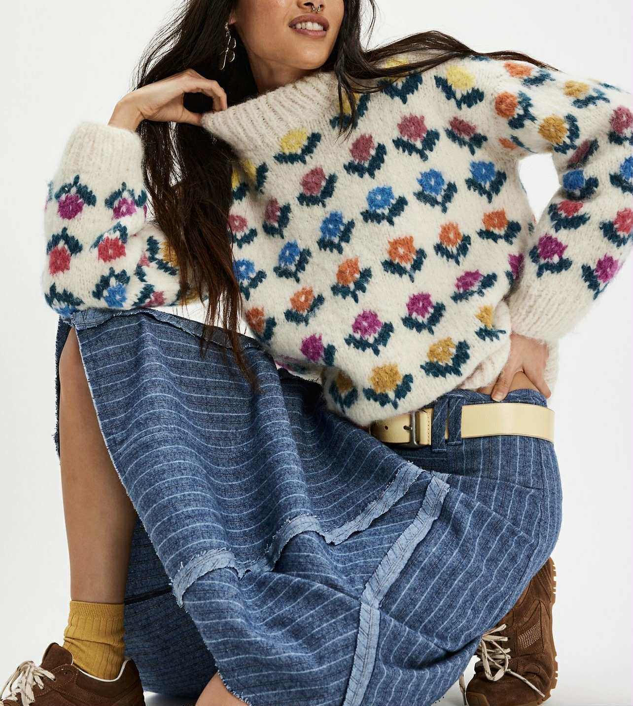 thumbnail for Italian Frant vintage age-reducing crochet alpaca sweater