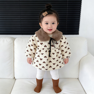 女宝宝连衣裙秋冬装加绒加厚女童一周岁礼服白天生日宴婴儿公主裙