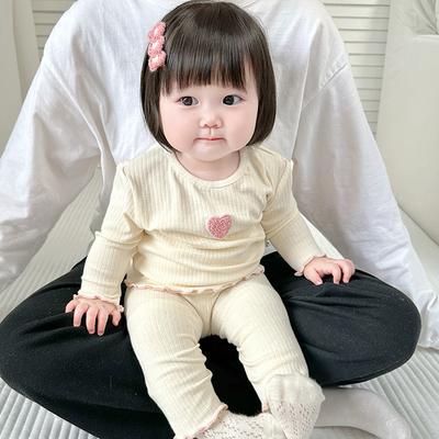 春秋款女宝宝爱心家居服套装
