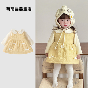 秋冬宝宝外出服可爱连衣裙女宝冬装超萌打底衫婴儿冬季套装背心裙