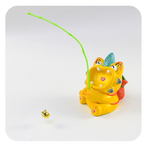 瓦猫钓鱼摆件云南非遗文创纪念品