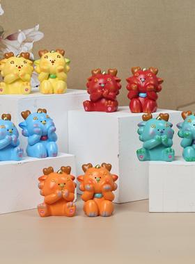 可爱卡通肉嘟嘟麒麟瑞兽摆件一对办公室桌面工位装饰生日送礼好物