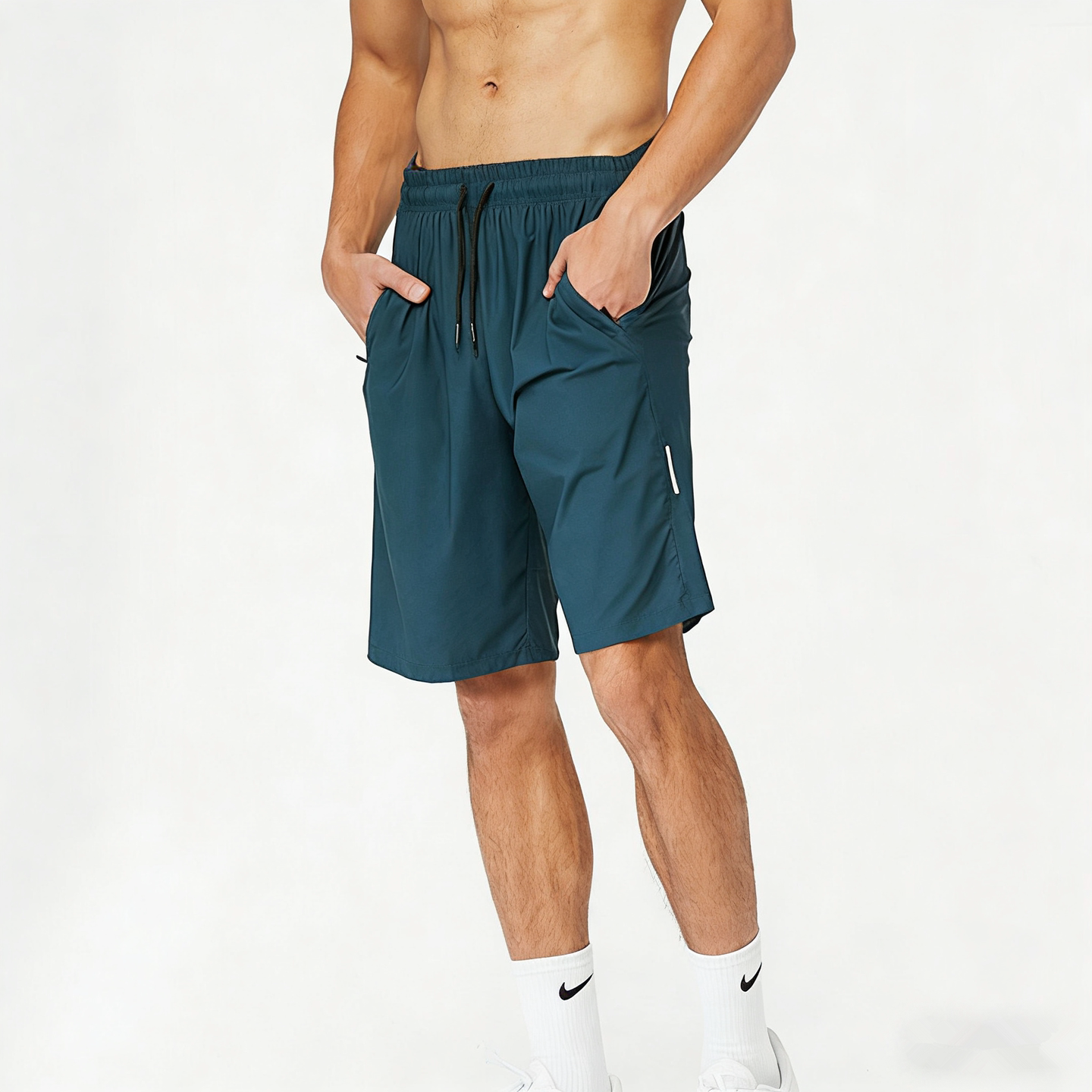 BORGVANS男子速干运动短裤反光条户外跑步训练冰丝透气篮球五分裤