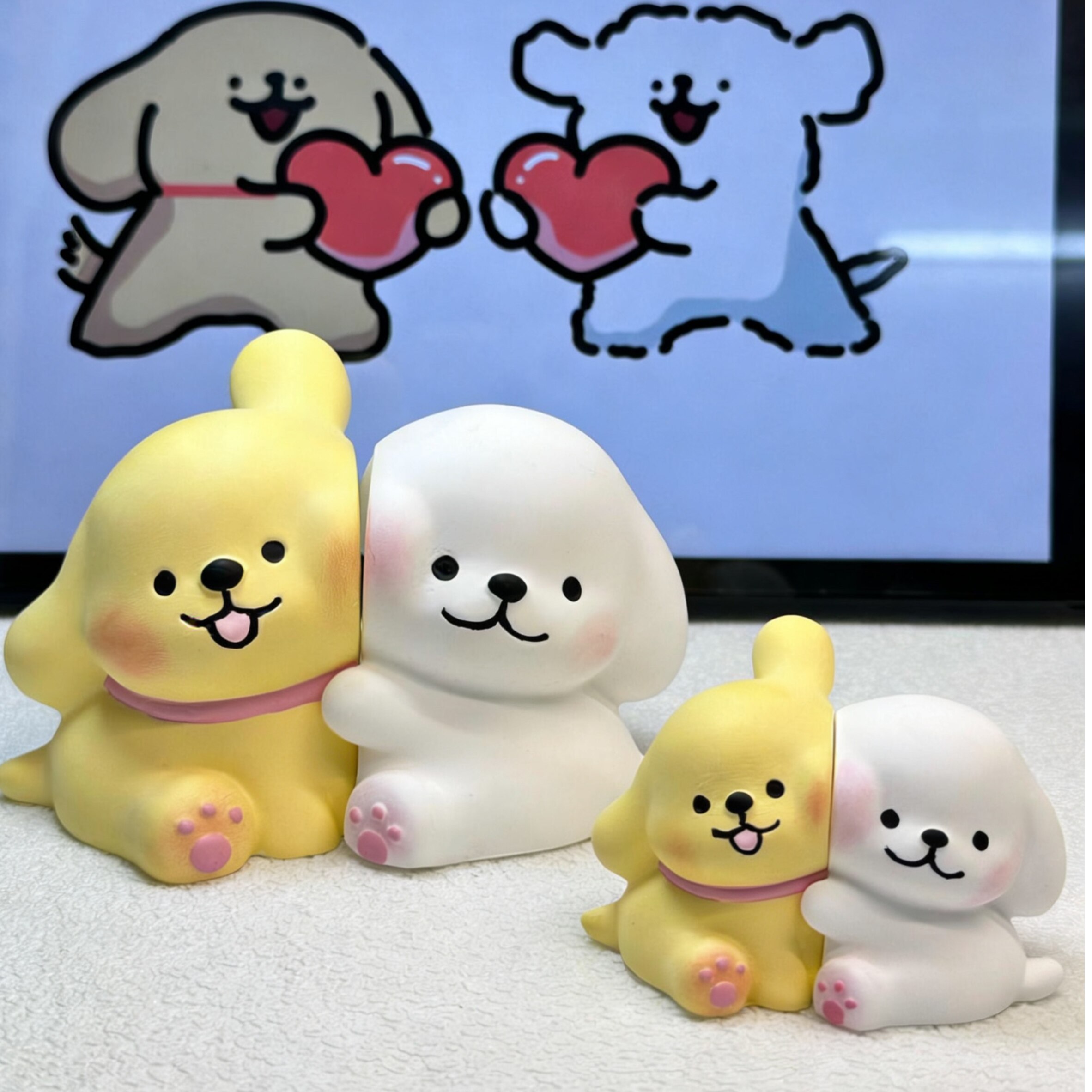 线条小狗三丽欧石膏娃娃白胚儿童手工diy涂鸦涂色公仔玩具礼物