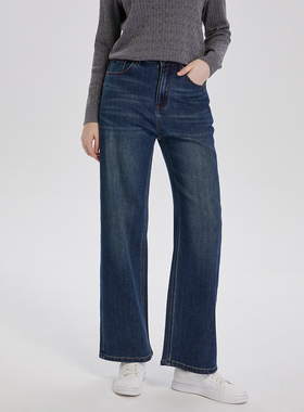 Polovillae/保罗威特牛仔裤女2025秋冬高腰显瘦休闲女士直筒裤