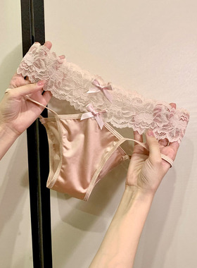 蕾丝内裤女纯棉底裆性感高开叉女生三角裤情调中腰短裤头