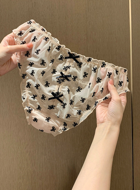 ins俏皮法式性感低腰三角裤女后开叉蝴蝶结内裤透气舒适底裤女生