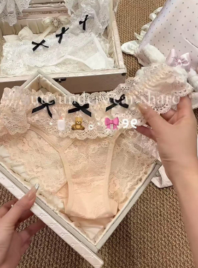 天使香颂*公主风蕾丝蝴蝶结纯欲性感三角裤甜美内裤女