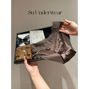 套组 甜美清纯纯欲缎面蕾丝网纱内裤 秋日礼赞