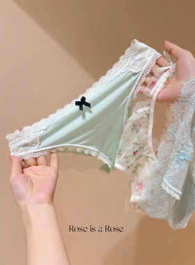 小森林～油画蕾丝碎花薄荷曼波绿色系内裤