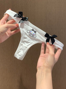 嗲嗲玉桂狗*印花可爱少女蝴蝶结花边内裤女T裤性感舒适棉质三角裤