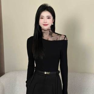 T恤女设计感加绒加厚打底衫 拼接长袖 秋冬新款 上衣8890 约会日