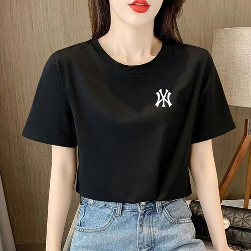 品牌黑色纯棉短袖T恤女