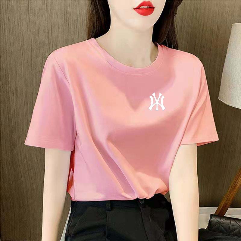 品牌纯棉正肩短袖t恤女2025新款夏季半袖宽松纯色半截袖夏天上衣