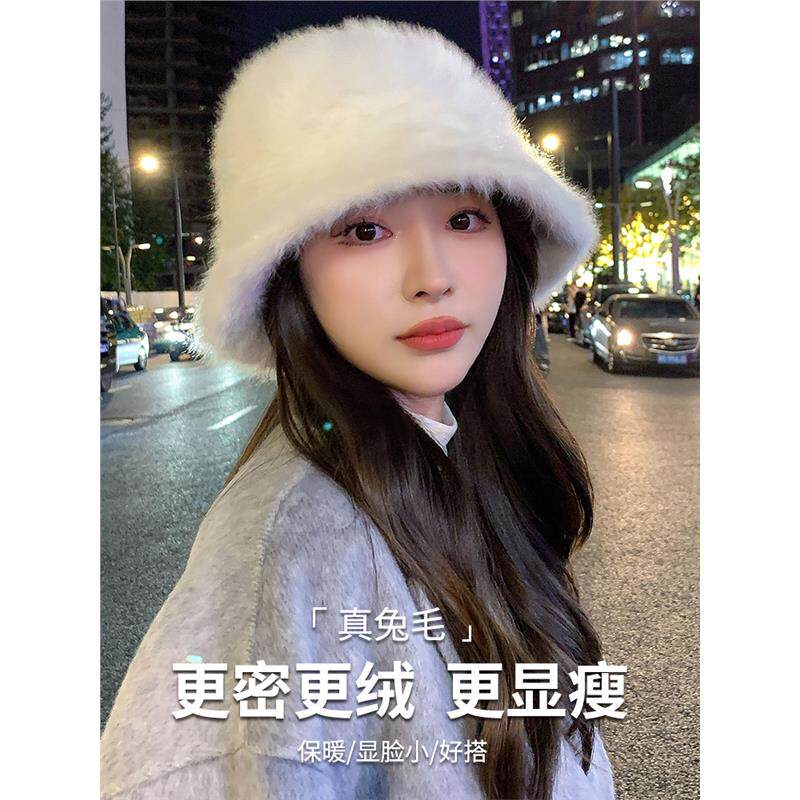 白色兔毛帽子女秋冬季毛绒渔夫帽大头围冬天毛毛水桶帽盆帽显脸小,服饰配件/皮带/帽子/围巾,帽子,淘宝优惠券,粉丝福利购,淘宝优惠卷