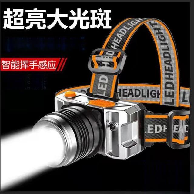 LED头灯强光可充电远射防水军家用超亮头戴式夜钓鱼户外感应矿灯