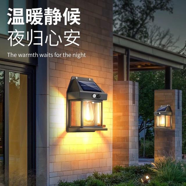 太阳能感应灯室外复古壁灯户外太阳能照明灯防水钨丝灯感应庭院灯