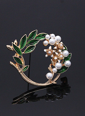 绿色森系生命树胸针时尚气质韩版栀子花别针个性胸花配饰男女饰