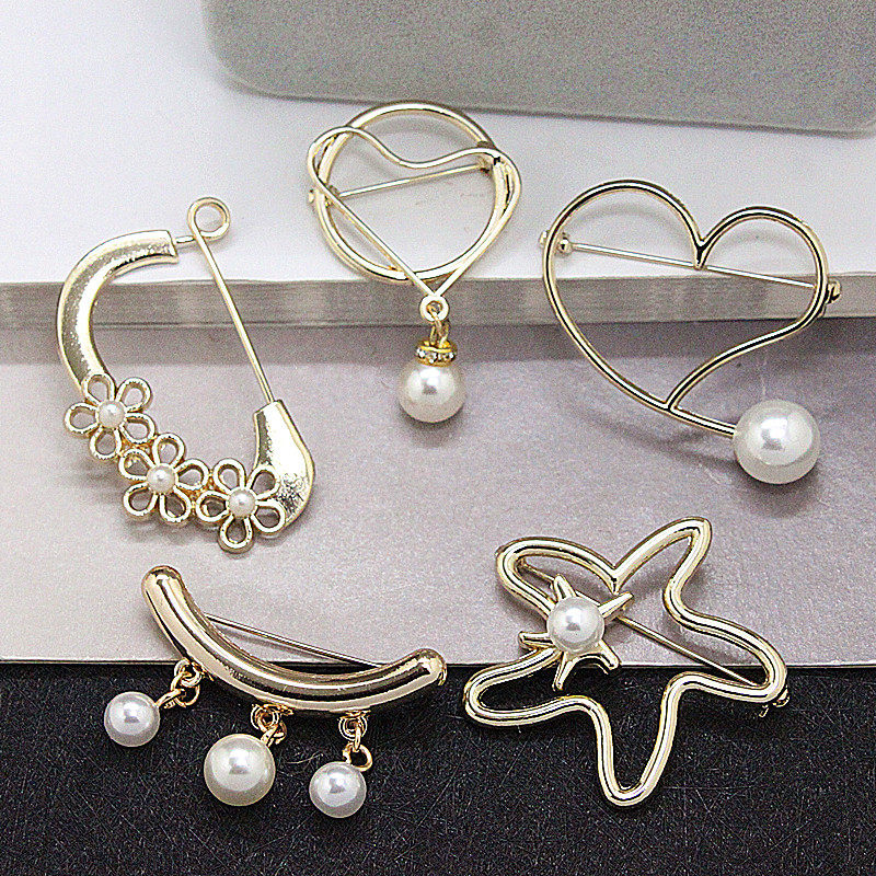 日韩时尚简易百搭淑女胸针配饰别针开衫领针扣防走光披肩扣胸花