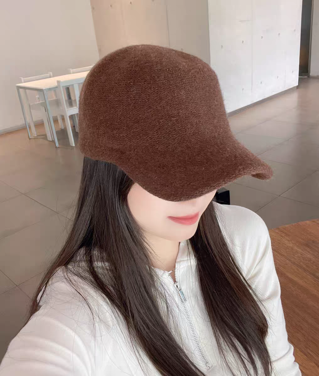 韩国东大门秋冬新款时尚保暖羊毛针织鸭舌帽女显脸小纯色棒球帽潮