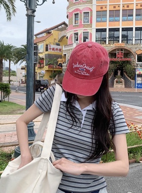 东大门代购字母刺绣显脸小鸭舌帽