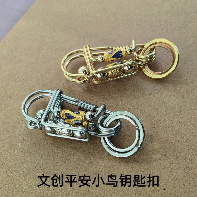 老男孩手工不锈钢小鸟钥匙扣创意个性佛头汽车钥匙链男士小众挂件