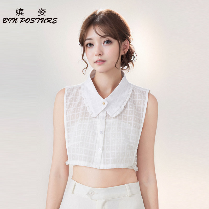 韩国秋冬镂空蕾丝尖领假衣领衬衫假领子女百搭黑白内搭装饰打底领