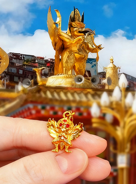 手工雕刻铜包金金翅大鹏鸟吊坠