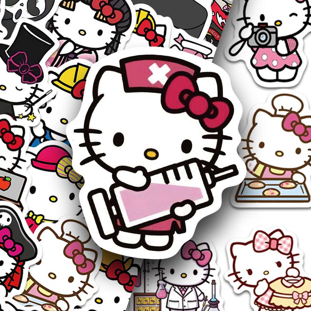 120张HelloKitty职业贴纸卡通可爱手账手机壳笔记本装饰防水贴画