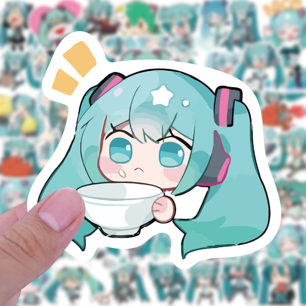 120张初音未来傻fufu二次元防水贴纸高颜值爆款水杯行李箱ins贴画 3C数码配件 手机贴纸 原图主图