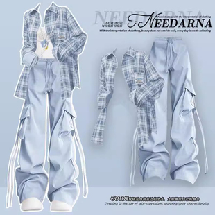 巨好看的韩系防晒衬衫2025夏季爆款两件套装多巴胺又a又飒工装裤