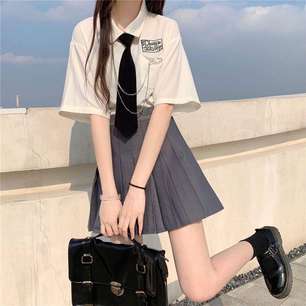 女jk夏季套装2026新款12岁13中大童5学生洋气短袖t恤网红百褶裙
