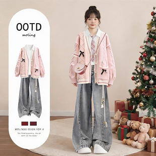 冬季套装学院风jk制服套装女装2025新款韩系冷淡三件套冬装小个子