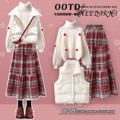 江浙沪富家千金miu系圣诞节穿搭新年战袍巨好看的冬装红色连衣裙