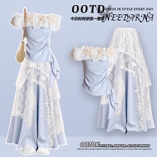 多巴胺穿搭特别漂亮掐腰小裙子波西米亚半身裙女夏季 海边套装