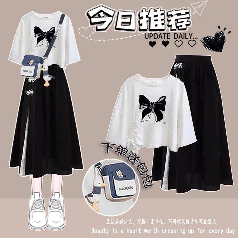 半身裙少女夏装2025新款大童洋气学院风初高中学生新中式套装裙子