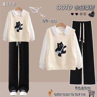 女大童春装套装2025新款少女洋气时髦春装初中学生穿搭一整套学院