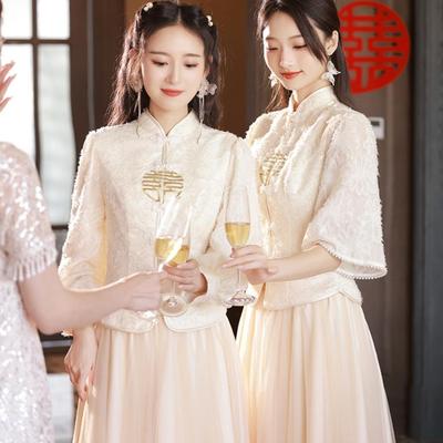 中式伴娘服女2024新款礼服裙