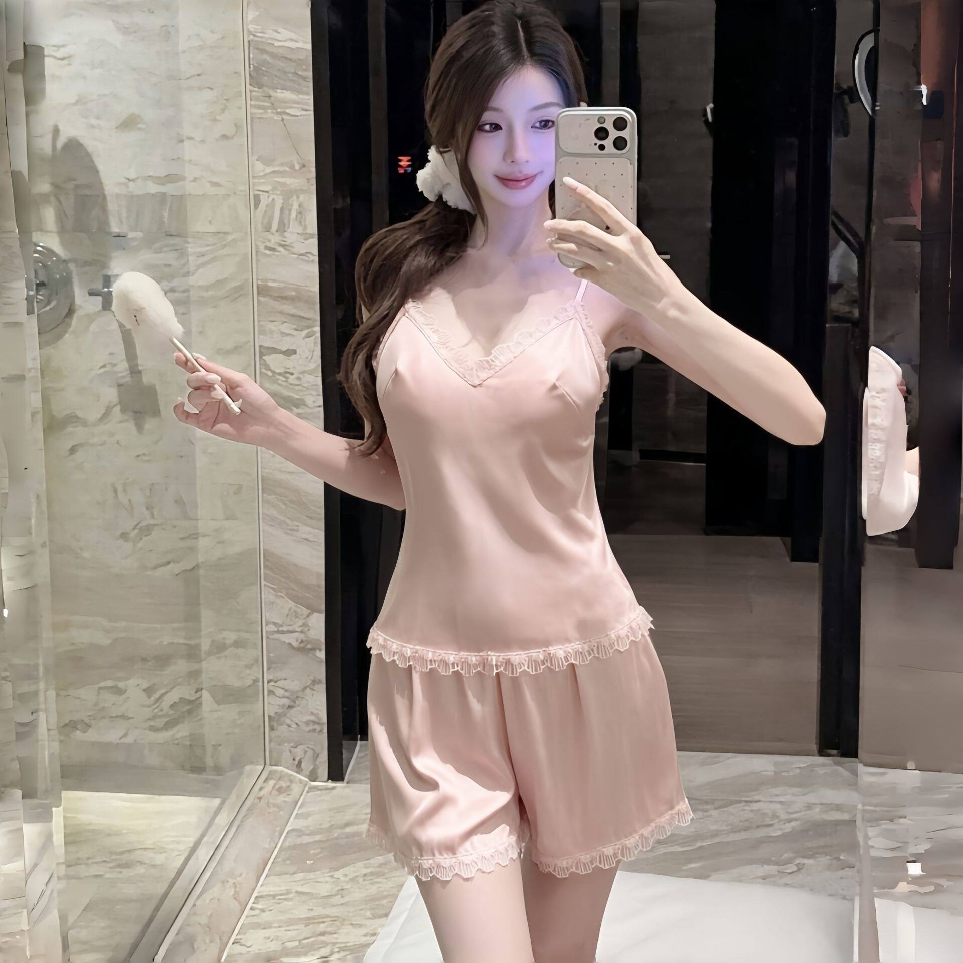 冰雪丝女性感睡衣夏季冰丝薄款吊睡袍/浴袍