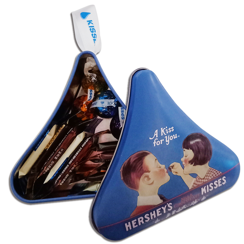 （Hershey’s）好时kisses牛奶巧克力10粒排块+4粒水滴三角形铁盒