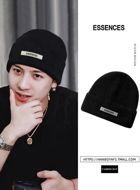 王嘉尔同款毛线帽男秋冬大头围黑色针织帽子女显脸小堆堆冷帽潮牌